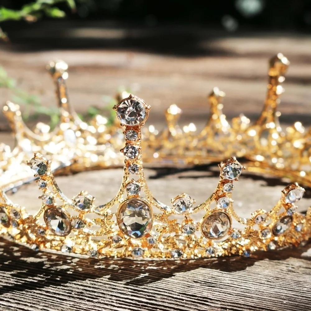 ⚜️ IMPERIAL BEJEWELED CLEAR CRYSTAL GOLD CROWN
